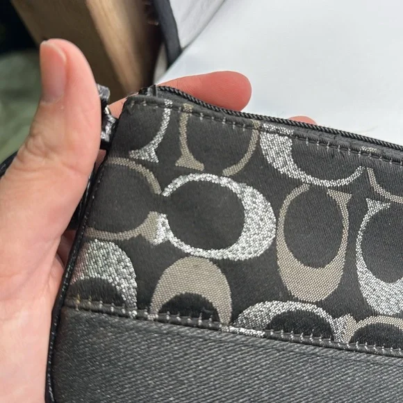 Coach Black Logo Monogram Wristlet Bag Purse Clutch - Picture 15 of 16